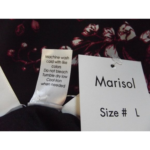 Marisol Maxi Dress Large Black Coral Red Floral Chiffon Wrap spaghetti straps NE - Picture 7 of 7